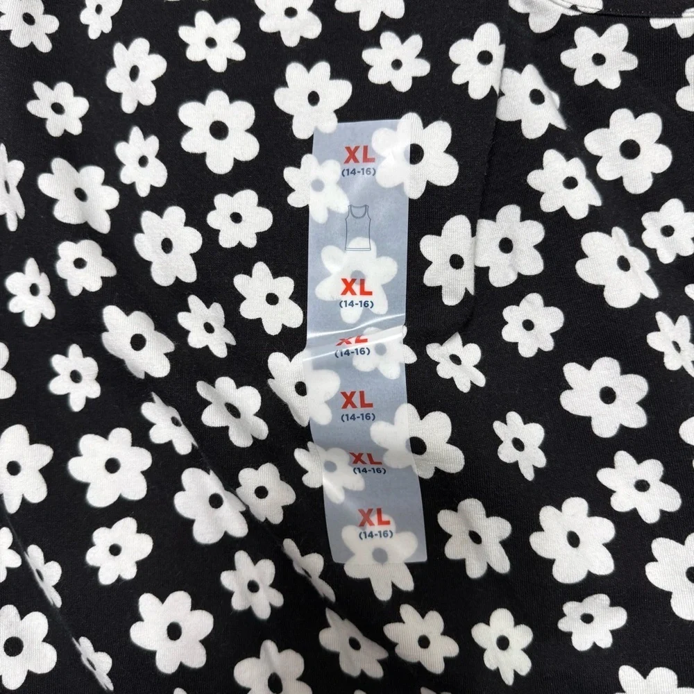 Old Navy Black and White Floral Kids Tank Top
